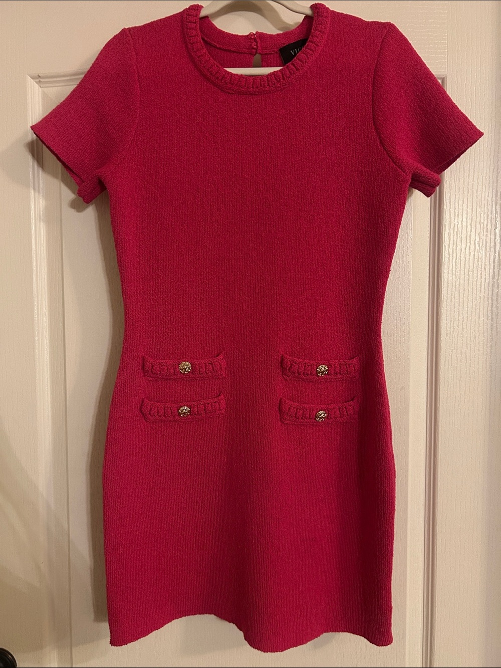 Vici Hot Pink Short Sleeve Knit Shift Dress